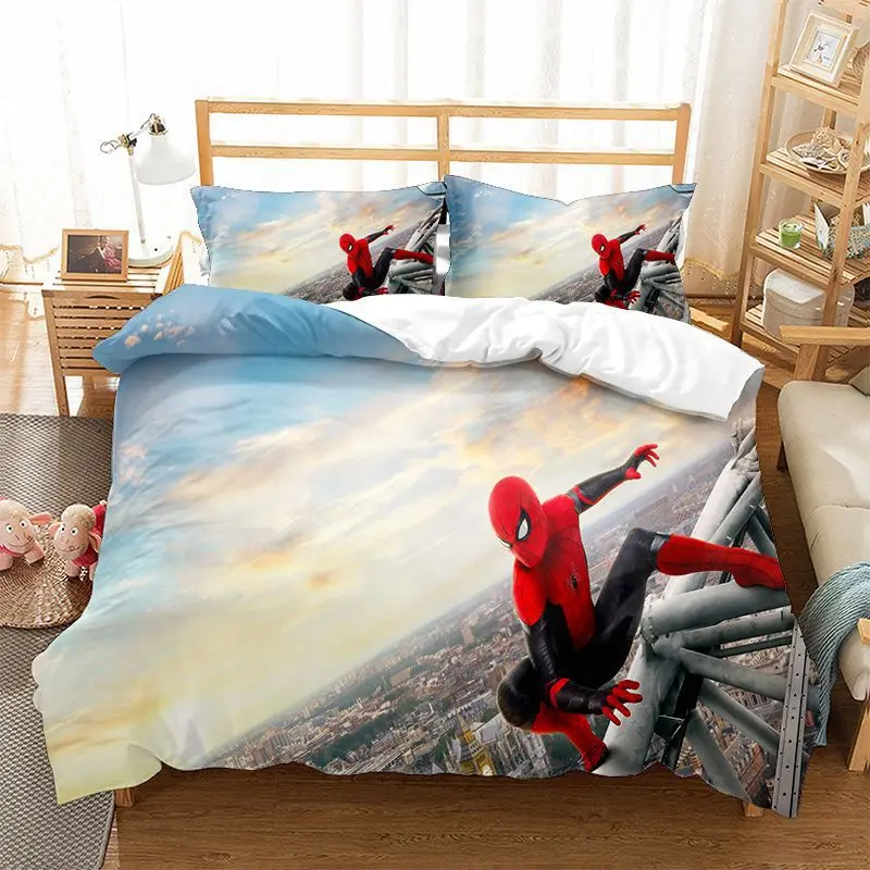子供と大人のためのスパイダーマン掛け布団カバーセット,デジタル印刷