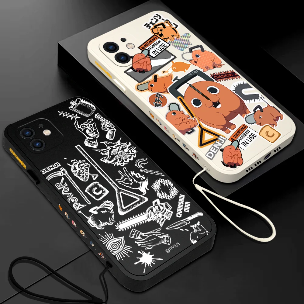 

Fear Chainsaw Man Phone Case For Samsung Galaxy S23 S22 S21 S20 Ultra Plus FE S10 4G S9 S10E Note 20 9 Plus With Lanyard Cover