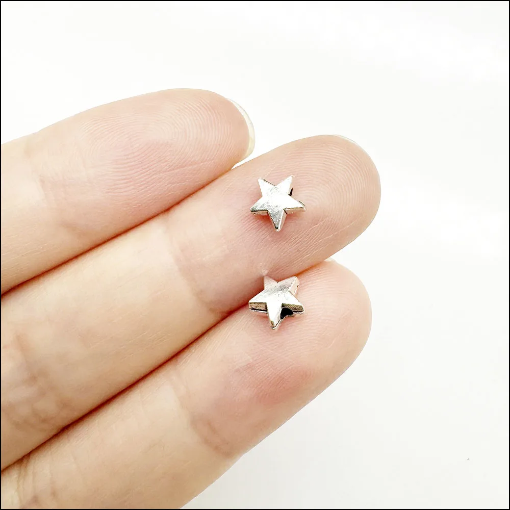 작은 별 하트 꽃 참 앤티크 실버 컬러 스페이서 비즈 쥬얼리 액세서리 DIY