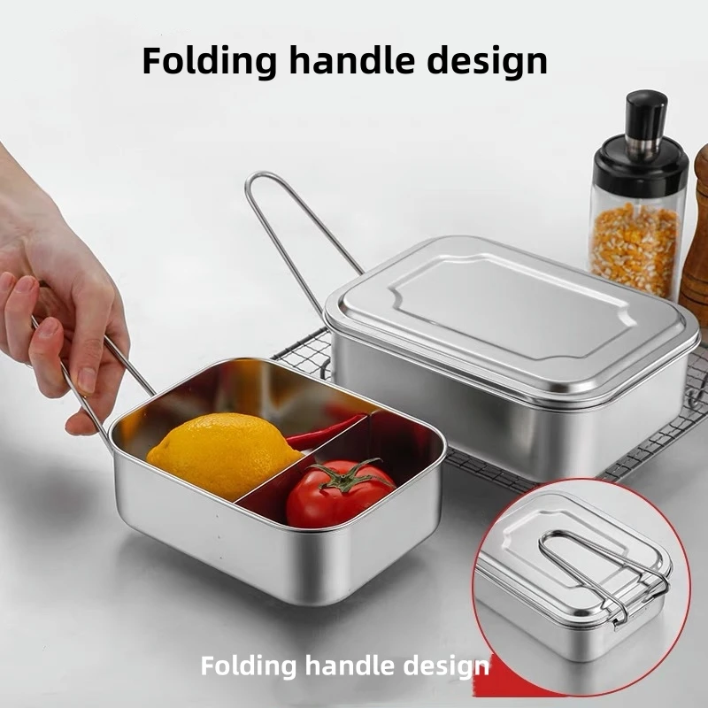 Stainless Steel Bento Lunch Box with Handle for Large Food Storage