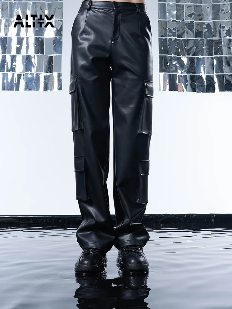 

27-46 New 2022 Men Women Clothing Original Designer's Three-dimensional Bag Decorative Leather Pants Plus Size Singer Costumes
