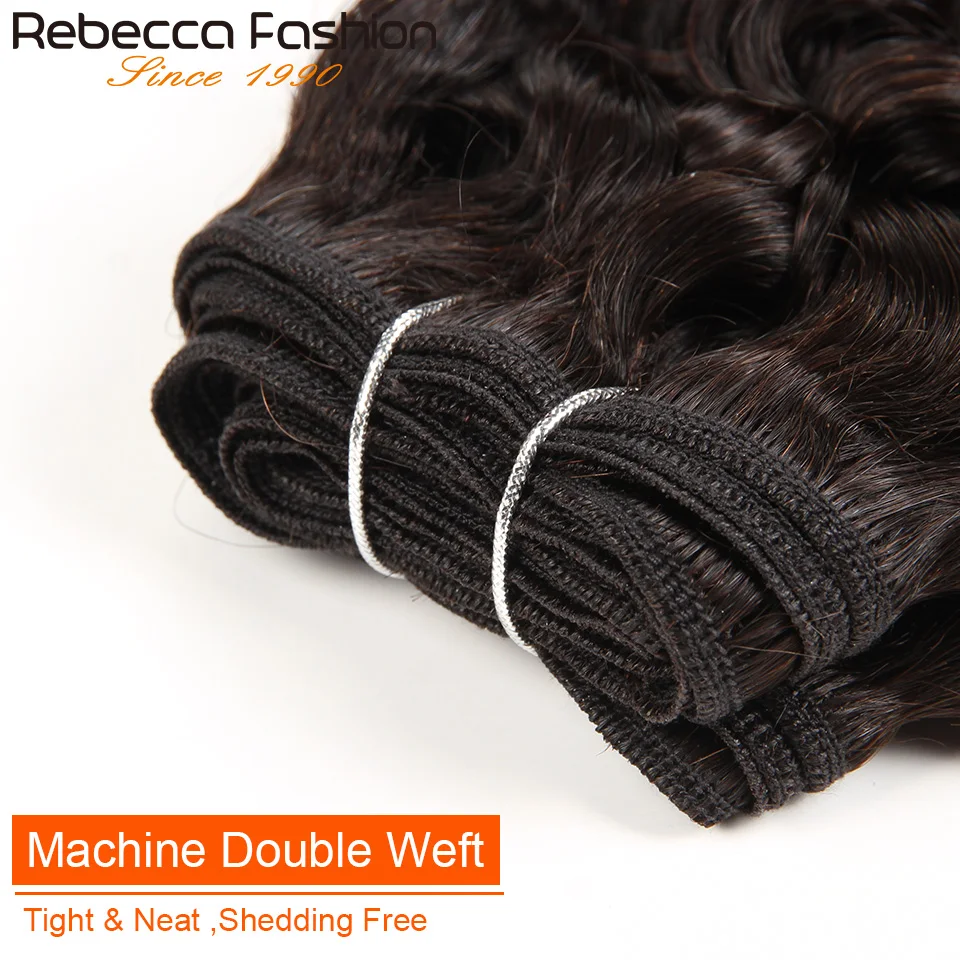 Rebecca Remy Human Hair Weave Bundles Brazilian Dream Curly Human Hair Bundles Ombre Blue Pre-Colored for Salon Extension