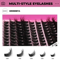 GROINNEYA DIY Lashes Extension Kit Individual Lashes Clusters Faux Mink Eyelash Extension Mix set with Lash Bond and Seal Makeup 5