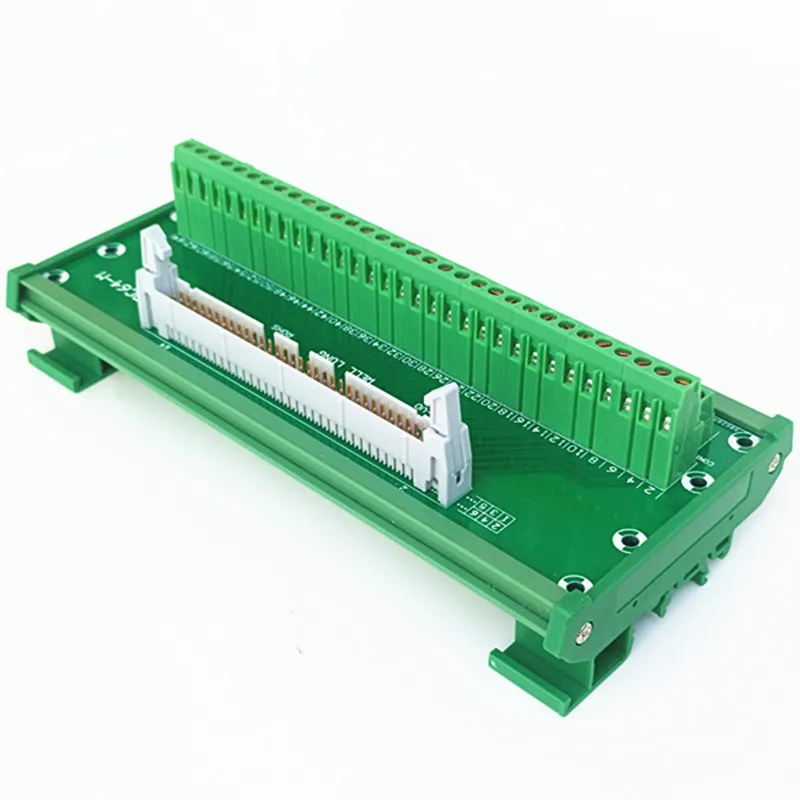 IDC-64 DIN Rail Mounted Interface Module 2x32 Pins 0.1" Male Header Breakout Board, Terminal Block, Connector.