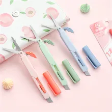 Couteau utilitaire 2 en 1 ciseaux portables, bricolage coupe papier Scrapbooking ouvre enveloppe lettre boîte Express Mini couteau