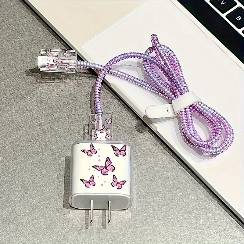 4 in 1 Charger Protector Cable Organiser For iPhone 16 Pro Max 15 14 18W 20W Charger Head Data Cable Management Cord Winder Kit 3