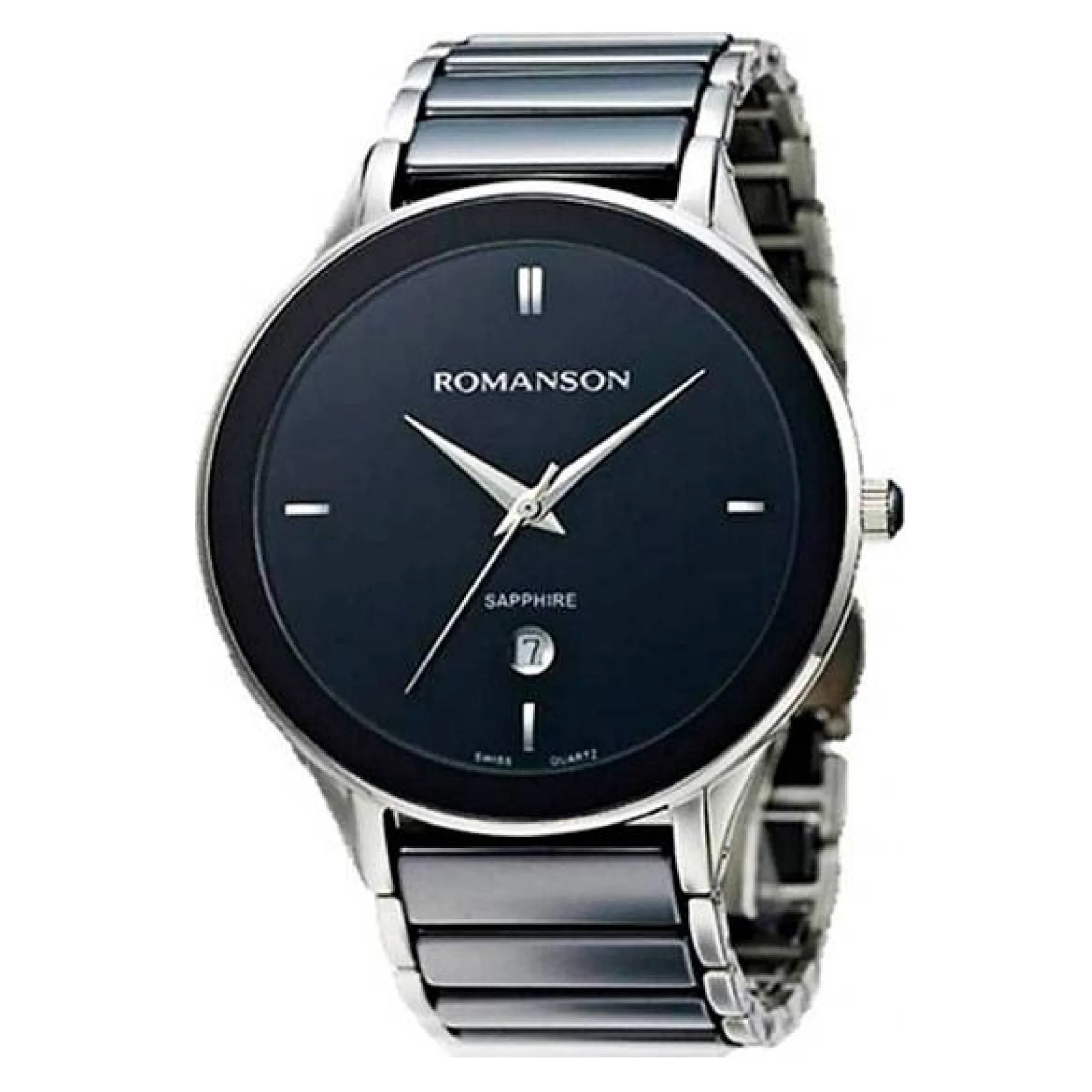 RomansonTM4236MWBKmensquartzwristwatchwithsapphireglassand