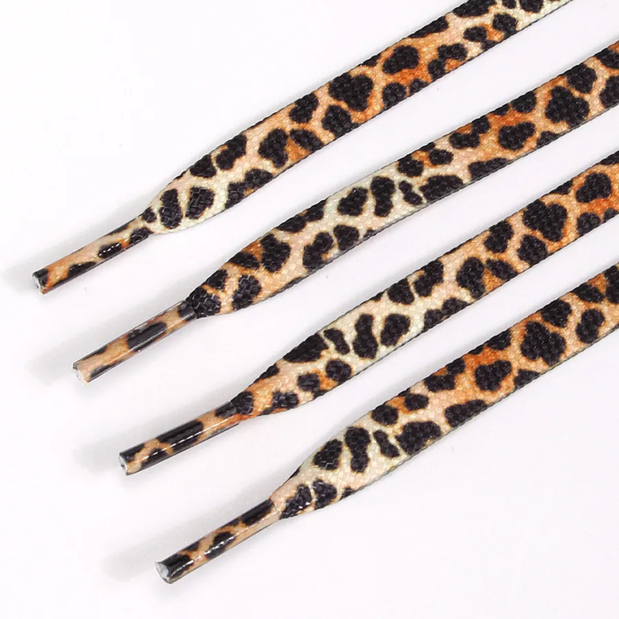 1 Paar schrittweise gelbe Leoparden-Druck-Schnürsenkel für Männer und Frauen, Persönlichkeit, Sport, lässig, Basketball, Leder, Segeltuchschuhe, Schnürsenkel – Detail 4