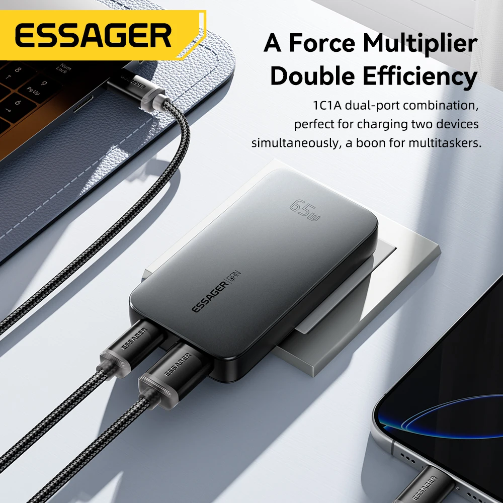 65W GaN USB-C Fast Charger with PD3.0 and QC4.0 Technology