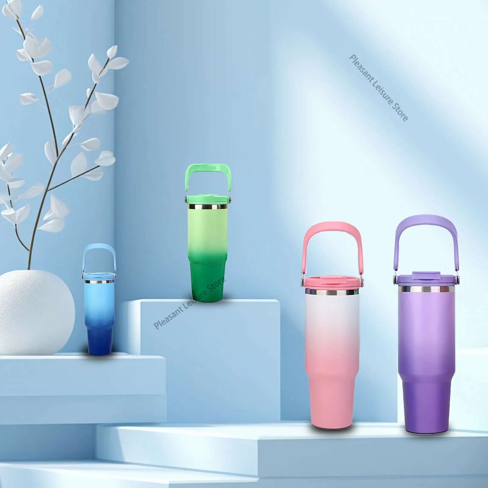 890ML Stainless Steel Thermos Cup Travel Thermos Water Bottle with Straw Keep Cold and Hot Car Coffee Cup Portable Vacuum Flask