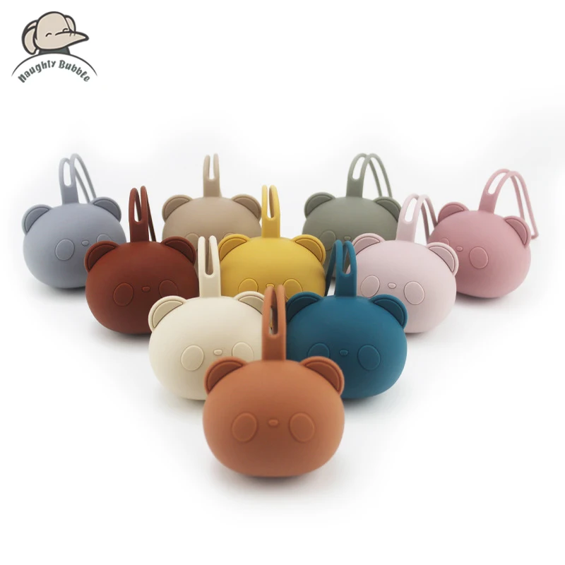 

Baby Silicone Bag Pacifier Storage Bag Infant Learning Organize Small Exquisite Cute Bear Bag Food Grade Silicone BPA Free
