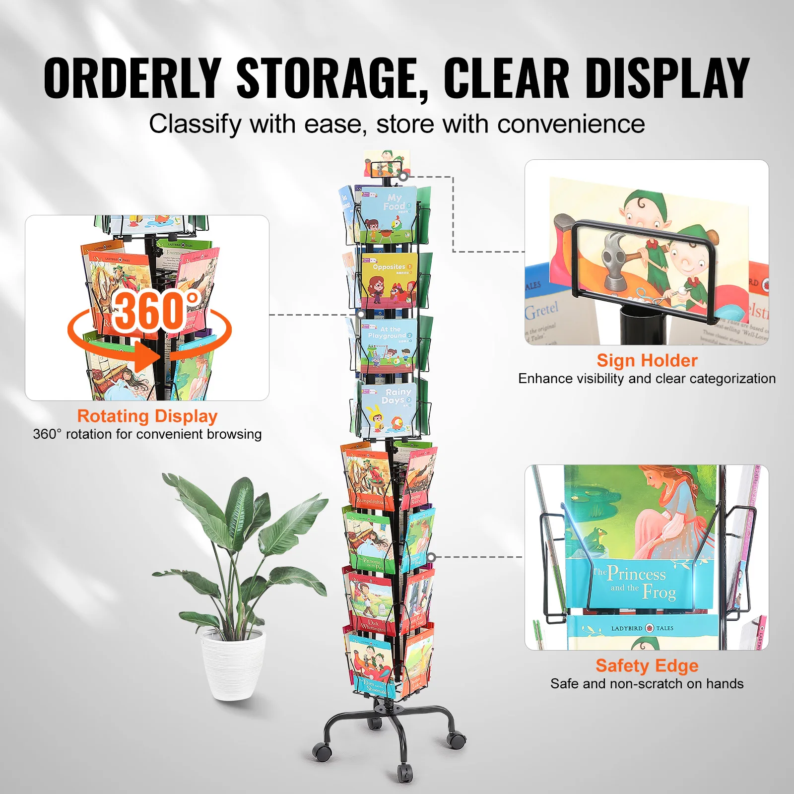 VEVOR Greeting Cards Display Rack 32 Pockets 360° Rotating Postcard Brochure Display Stand for Exhibitions Office Trade Shop 4