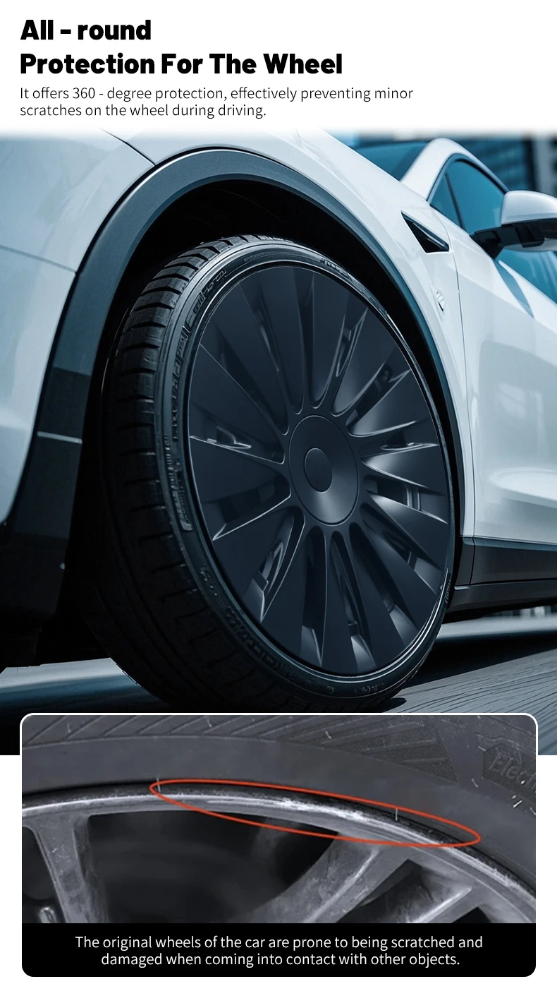 Design für Tesla Model Y (2020-2024) 19-Zoll Blade-Style Radkappen Vollständige Abdeckung Radzierblenden Auto-Ersatzteile (4 Stück) – Detail 3