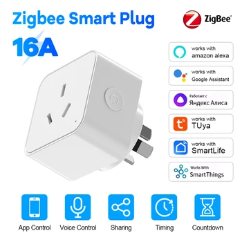 AU Smart Plug Zigbee 16A Electrical Socket Voice Control Plug with Energy Monitor Remote Control Timer Alexa Google Assistant