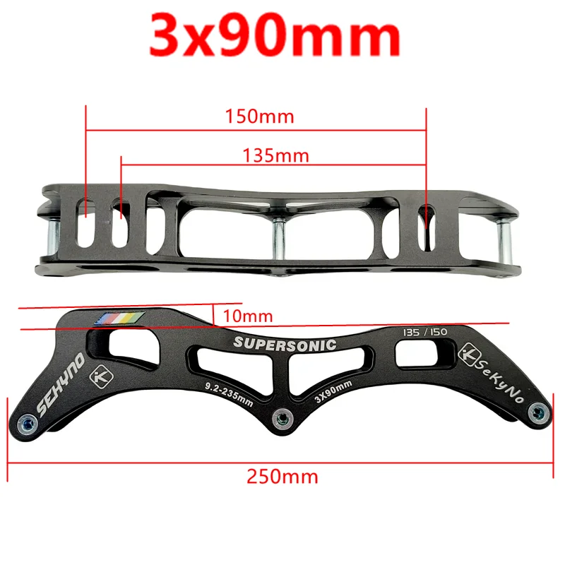 스피드 프레임 초음속 스케이트 휠, 3x90mm, 135-150mm, 90mm, 85A