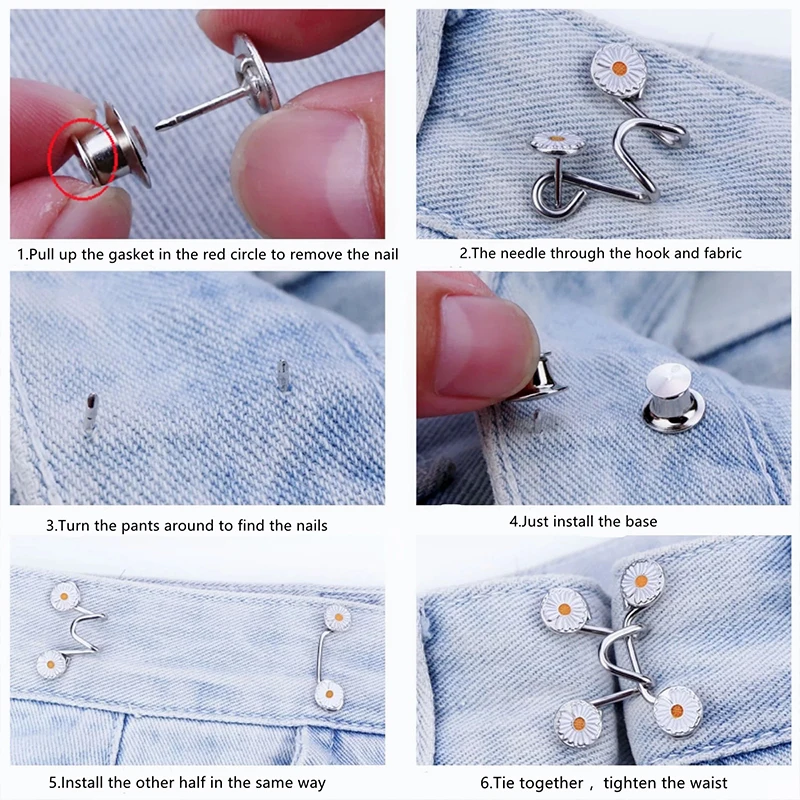 Women Skirt Pants Jeans Adjustable Waist Clip Metal Pins Clothing Accessories Sewing Women's Brooch Set Tighten Waist Brooches images - 6