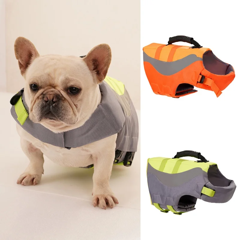 Dog Life Jacket With Reflective Stripes Rescue Handle Adjustable Belt