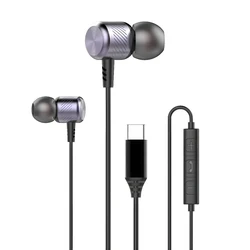 Premium EARDECO Bass Gaming Earbuds with Noise Reduction and Built - in Microphone (Purple typec)