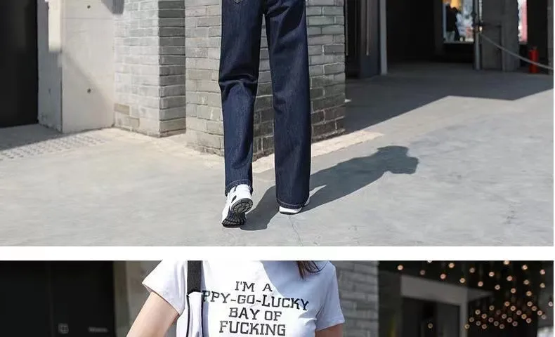 Women's Jeans High Waist Wide Leg Denim Trousers 2022 Spring Streetwear Baggy Trouser Casual Mom Straight Denim Pants paige jeans