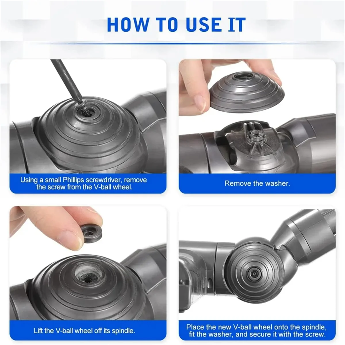 V-Ball Wheel for Dyson High Torque Cleaner Head, Suitable for Dyson V6 V7 V8 V10 V11 V15 Cordless Vacuum Cleaner 5
