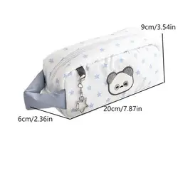 Blue Star Bear Large Capacity Pencil and Makeup Bag - Cute Cartoon Bear Design Stationery Organizer (A)