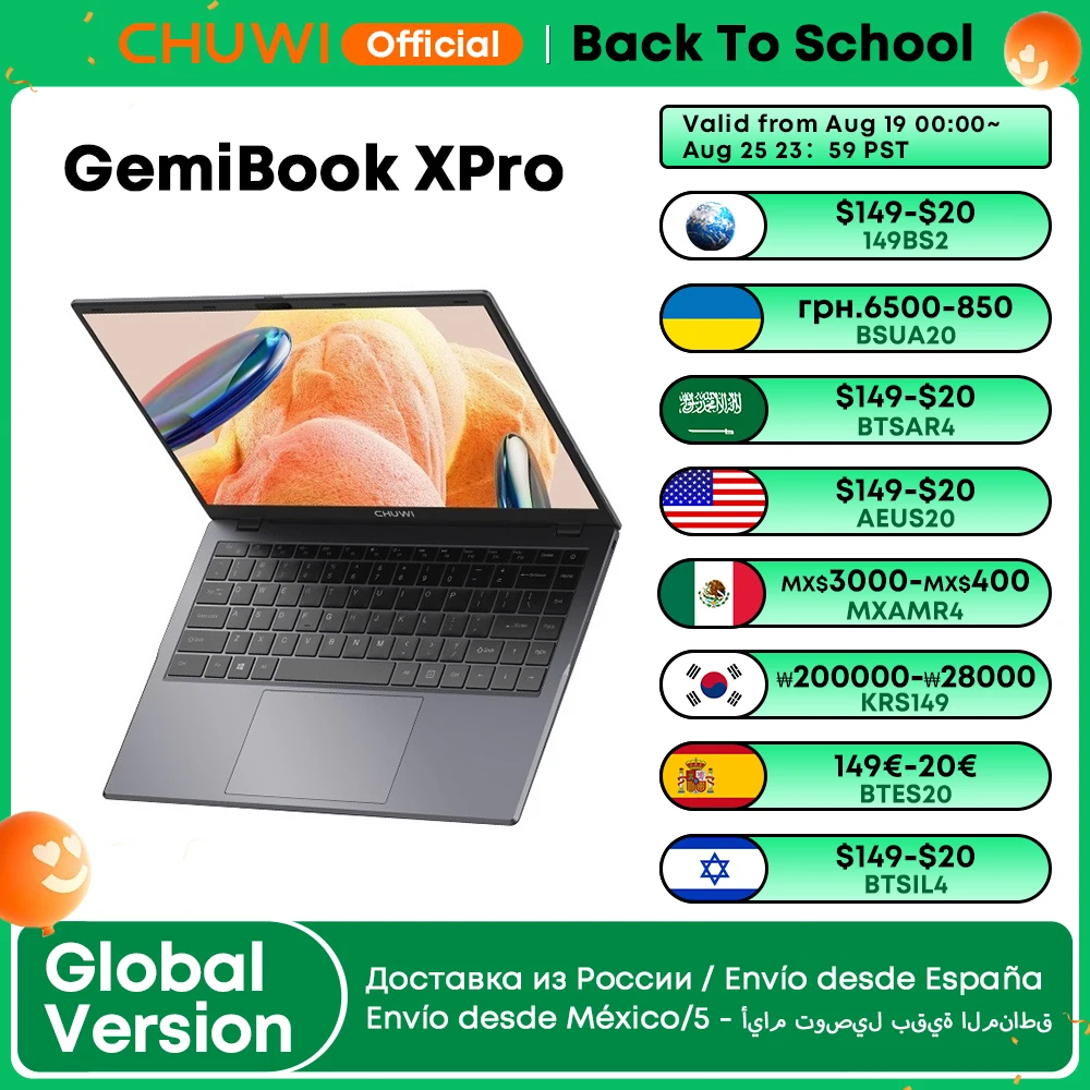 CHUWI GemiBook XPro Laptop Intel N100 Processors 8GB RAM 256GB SSD 14.1-inch UHD Screen With Cooling Fan Windows 11 Notebook,notebook laptop