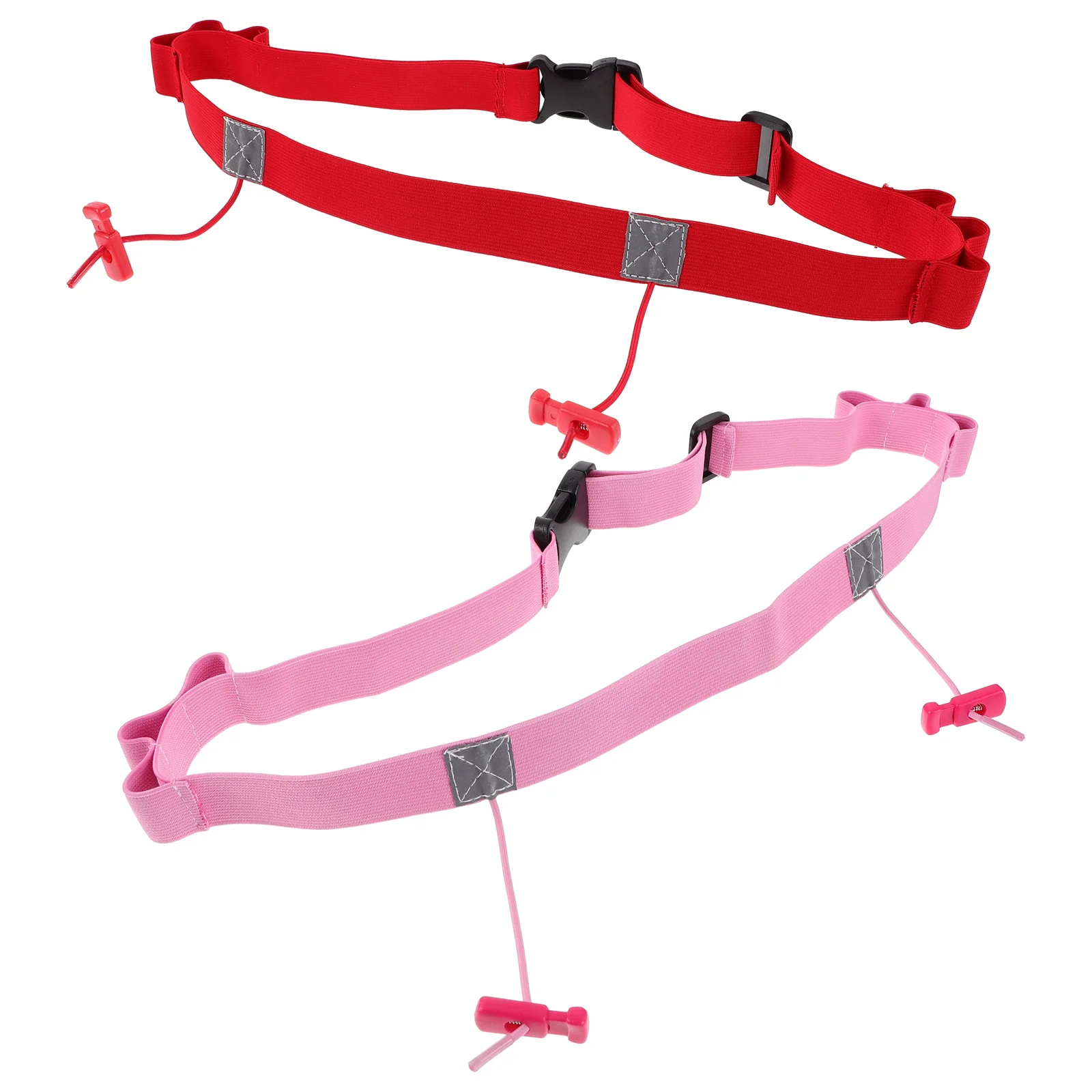 

2PCS Triathlon Race Number Belt Reflective Design Race Belt (Red and Pink)