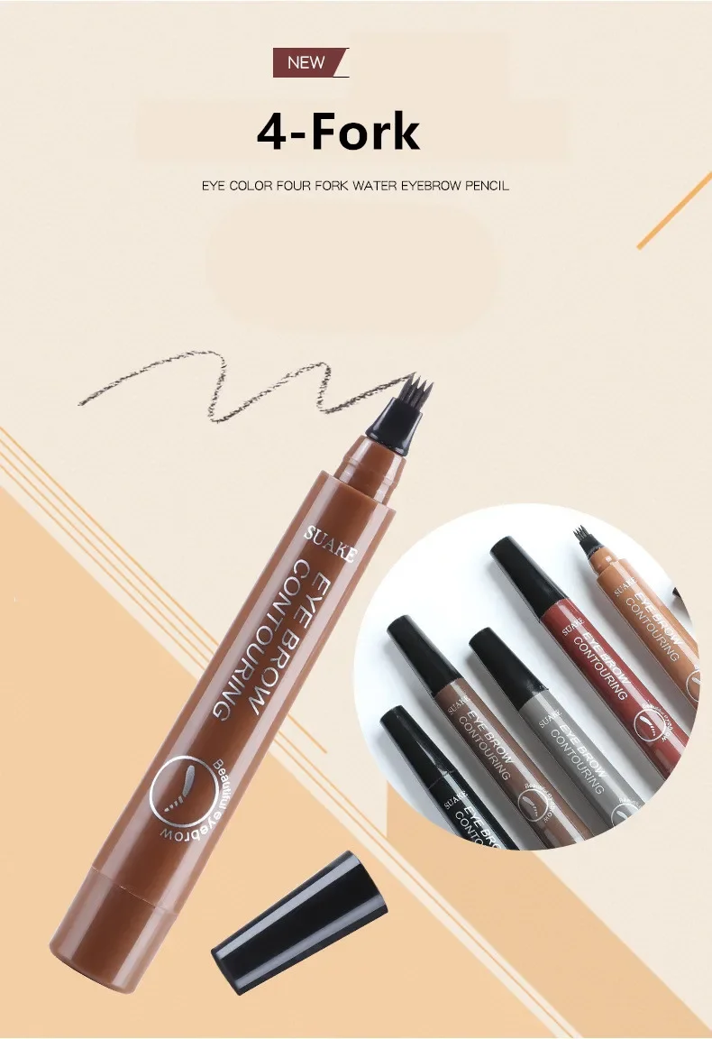 4D Microblading Eyebrow Pen 4 Forks Tip Eyebrow Tattoo Pencil Long Lasting Fine Sketch Liquid Waterproof Eye Brow Make Up Tattoo 5