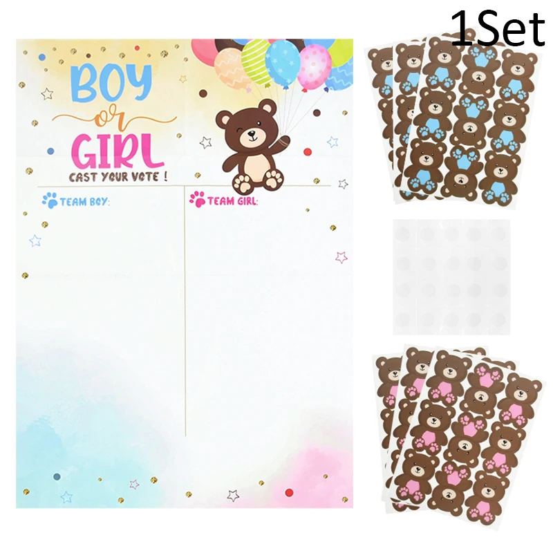 1sets Gender Reveal Game Voting Poster Board Team Girl Or Boy Voting Stickers For Baby Shower Birthday Party Decoration Supplies
