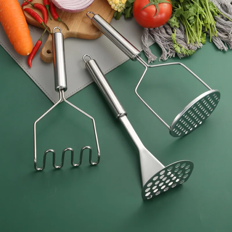 Potato masher Potatoes Crusher Stainless Steel Pressed Potato Masher Ricer Puree Juice Maker Potato Pusher Smooth Mashed Fruit Tools Kitchen