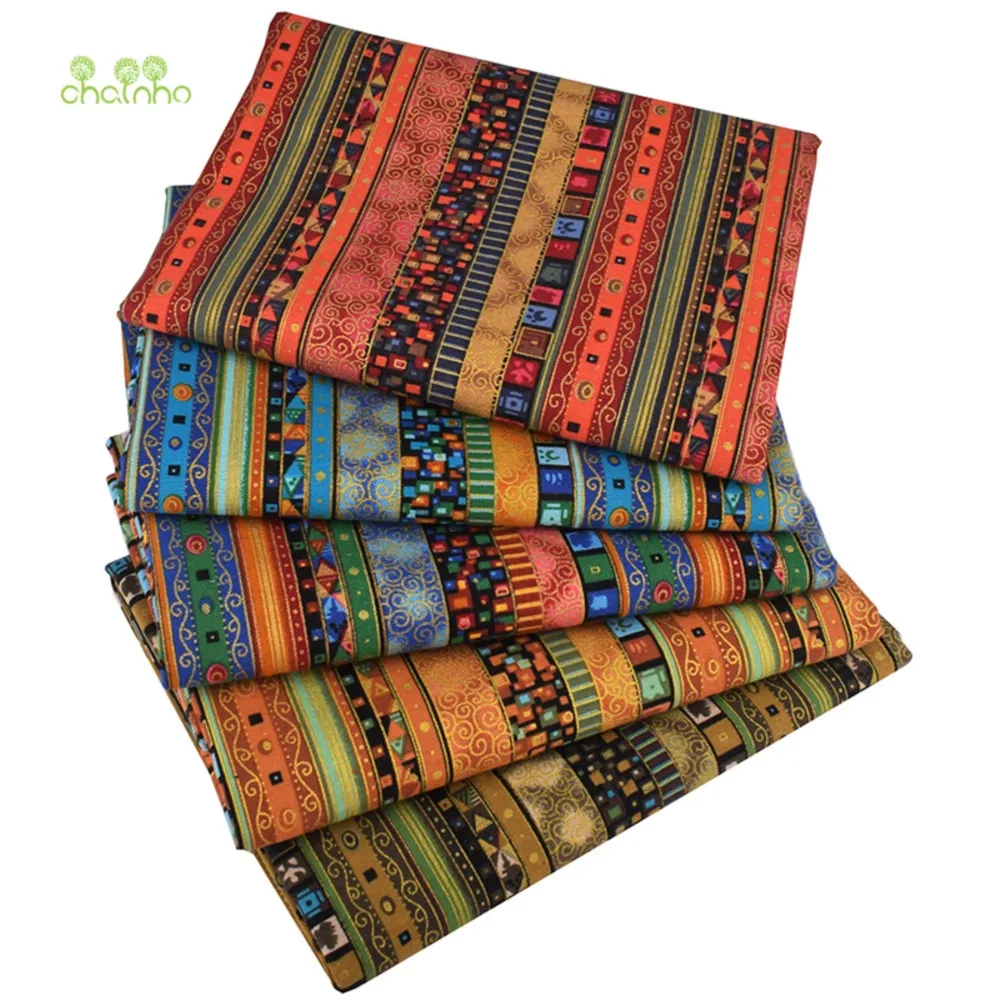 Chainho,Print Cotton Linen Fabric,DIY Quilting Sewing Material,Cloth For Table,Sofa,Bag,Cushion,Zakka Bronzing Style,15CLA2