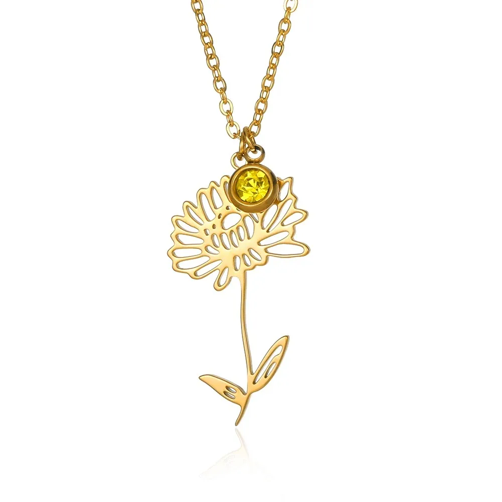 Elegant Gold Tulip Flower Pendant Necklace