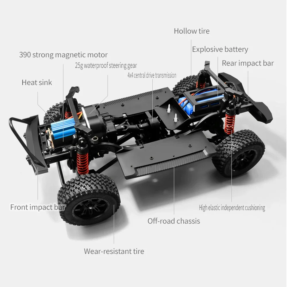 MN128 2.4G 4WD RC Buggy Escalade 1/16 - 390 Moteur, LED, 1200mAh