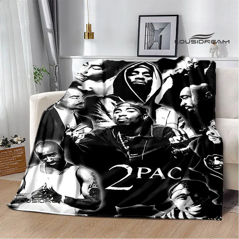 2PAC hip -hop singer fashion printed blanket warm bed blanket soft and comfortable blanket home travel blanket birthday gift 5