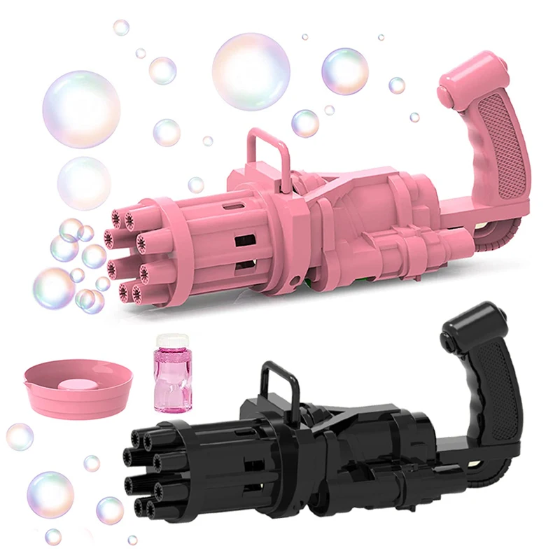 

2022 New Portable Toy Blower Bubble Maker Activity 8 Hole Automatic Gatling Bubble Machine Bubble Gun