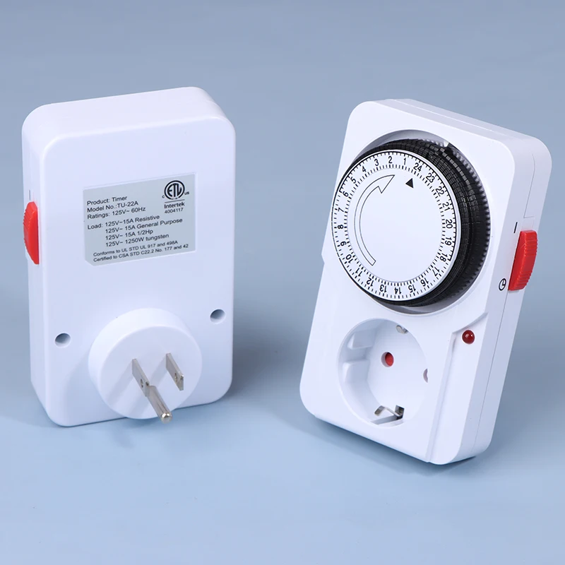 24 Hour Cyclic Timer Switch Kitchen Timer Outlet Universal Timing Socket Mechanical Timer 220VAC UK EU US Plug Timing Socket 3