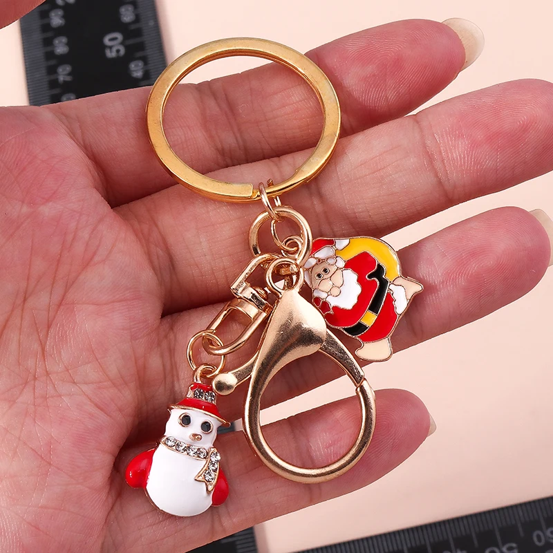 Niedlicher Emaille-Weihnachts-Schlüsselanhänger, Schneemann, Weihnachtsmann, Schlüsselanhänger, Anhänger für Frauen und Mädchen, Handtasche, Dekor, DIY, handgefertigter Schmuck, Geschenke – Detail 8