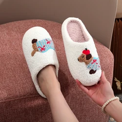 Dachshund Embroidered Plush Cozy Woolen Slippers - Cute, Warm, Non - Slip Indoor Footwear - 36 - 37 (Chuanyigou)
