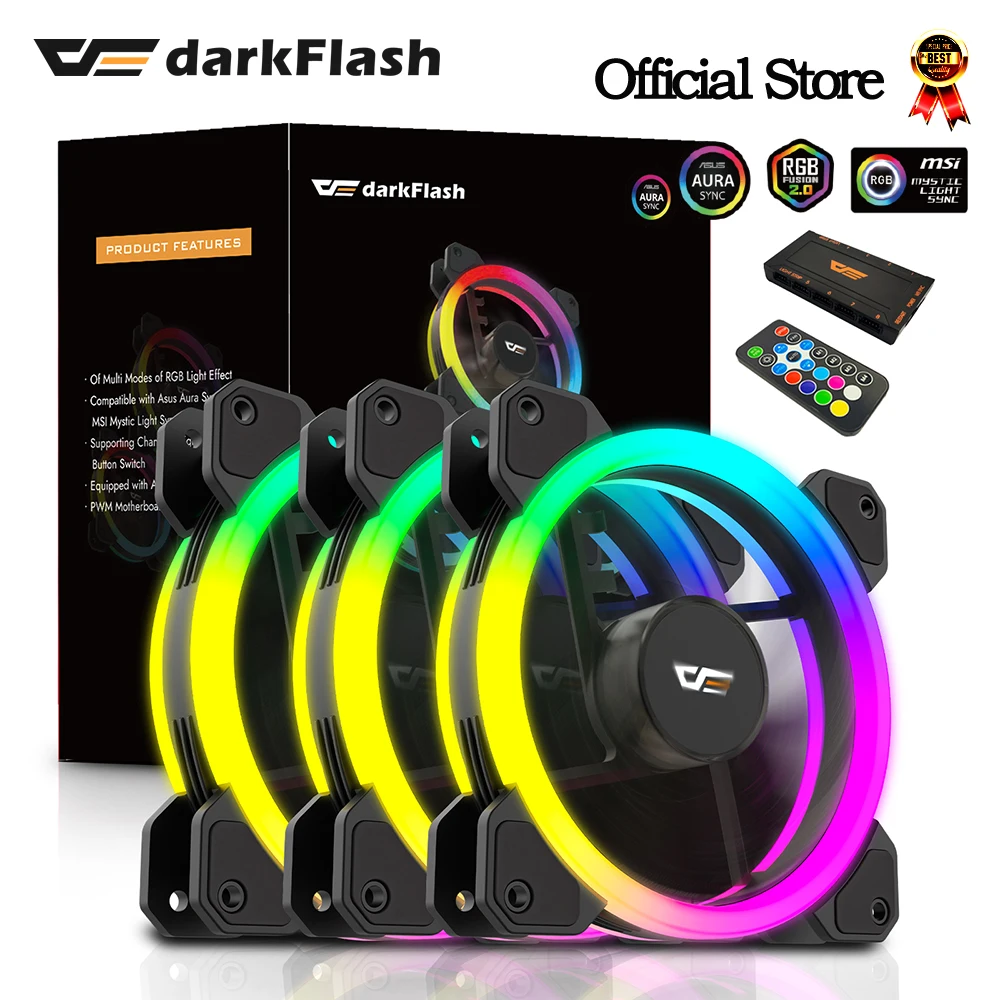 Cooling Fan Darkflash DR11PRO 120mm RGB pc gamer Adjust Speed Double halo argb Adjustable computer Case Fan