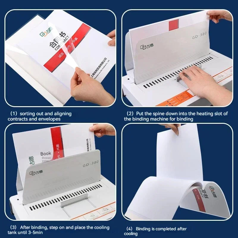 A4 hot melt binding machine plastic envelope cover document contract information binding into a book hot melt
