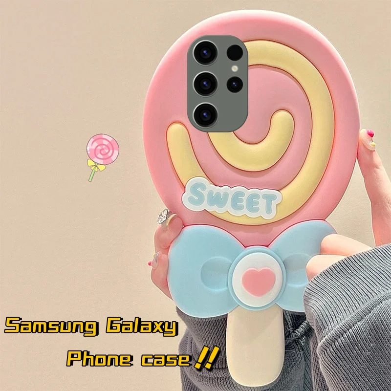 

Fall Prevention Anime Kawaii Sweet Lollipop Suitable For Samsung S23 Ultra Phone Case S21 3D S22 Love S20 3D Silicone Soft Case