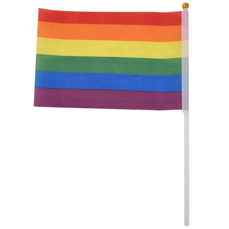 

Promotion! 200 Pack Rainbow Small Mini Stick Flags,Decorations For Rainbow Pride Party