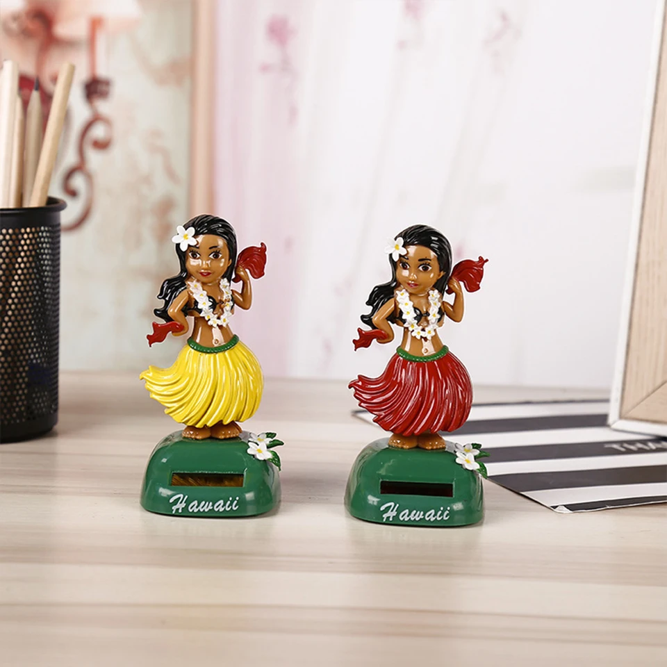 Zuasdvnk Décorations De Tableau De Bord De Voiture Solaires,Figurines De Décoration De Voiture De Fille Hawaïenne | Jouet à Tête Secouée Pour Filles Dansantes, Figurines De Collection à énergie