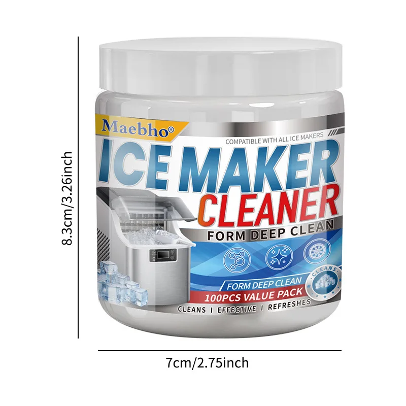 100 Tablets Ice Machine Cleaner Cleaning Tablets For Descaling Deodorizing Prolonging Ice Maker Lifespan,Coffee Machine Cleaning