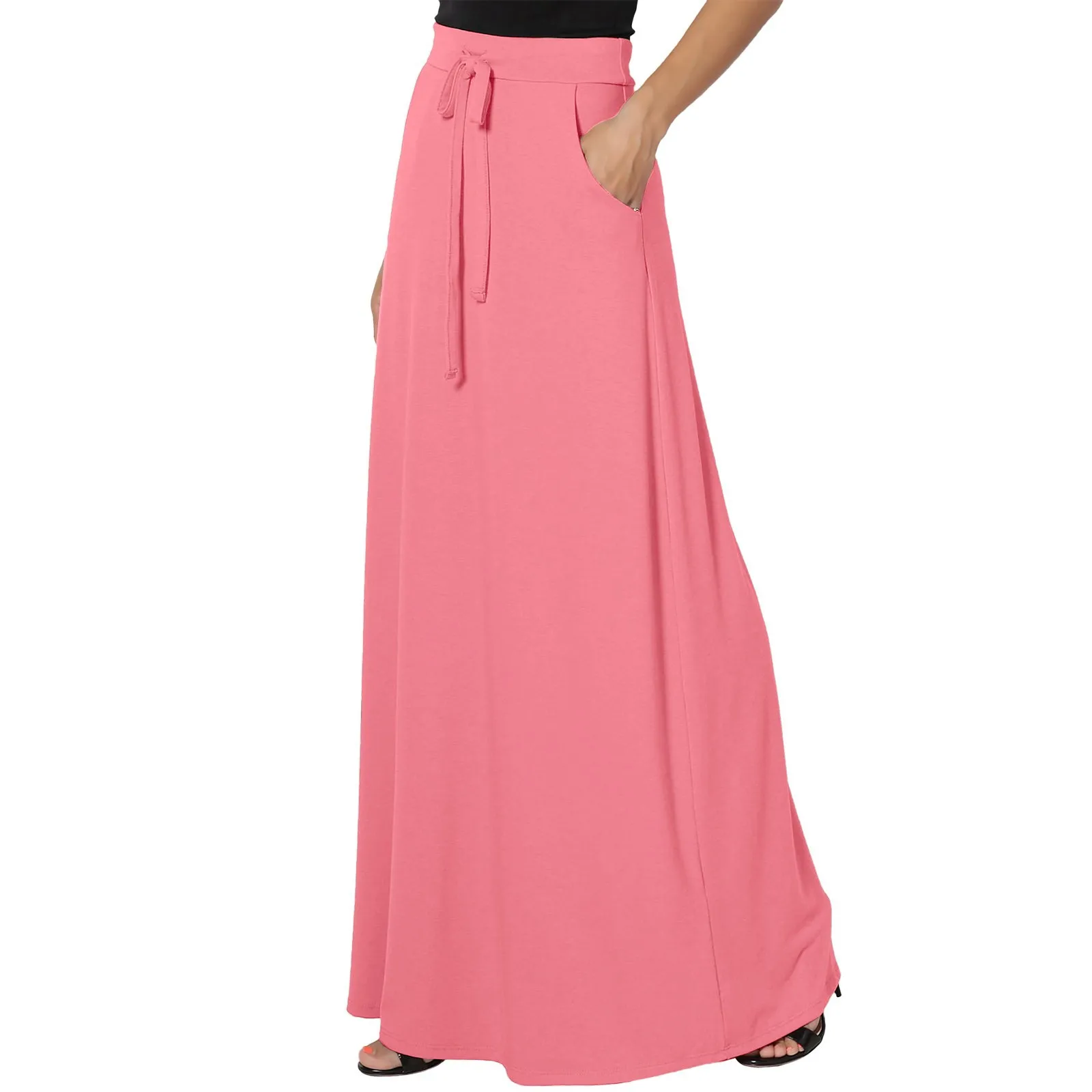 

New Fashion Women's Pleated Maxi Skirts Lady Elegant Evening Party High Waist A-Line Skirt Plus Size Solid Color Skirt for Women
