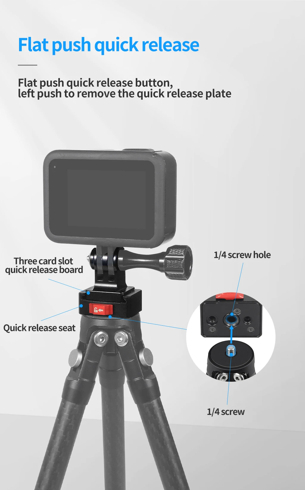 V Mount Plate Quick Release Clamp Fast Switch 1/4 Screw for Gopro13 Insta360 X5