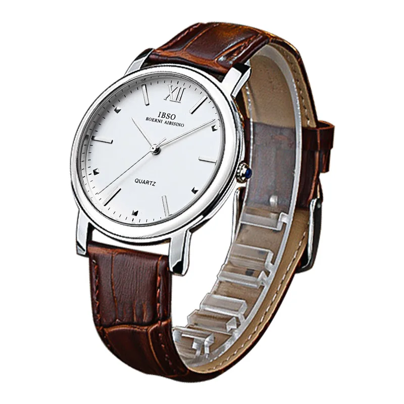 Fashion Golden Wristwatch Men Ultra Brown Bussiness Leather Hand Clock Boy Waterproof Luxury Original Black Watches Male Gifts