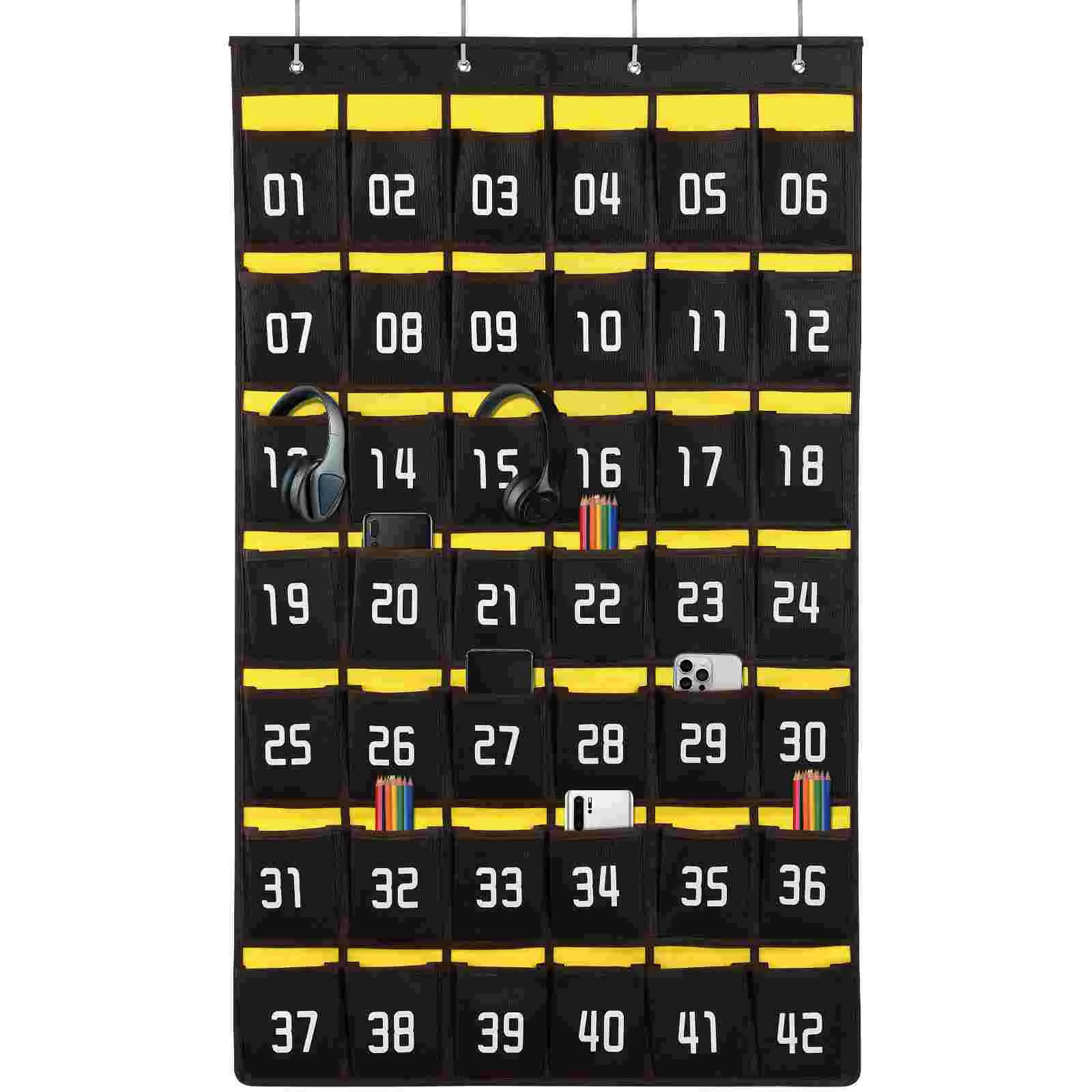 

Mobile Phone Storage Bag Phones Classroom Hanging Wall Cell Numbered Pocket Chart for Pouch Student Holder Bags