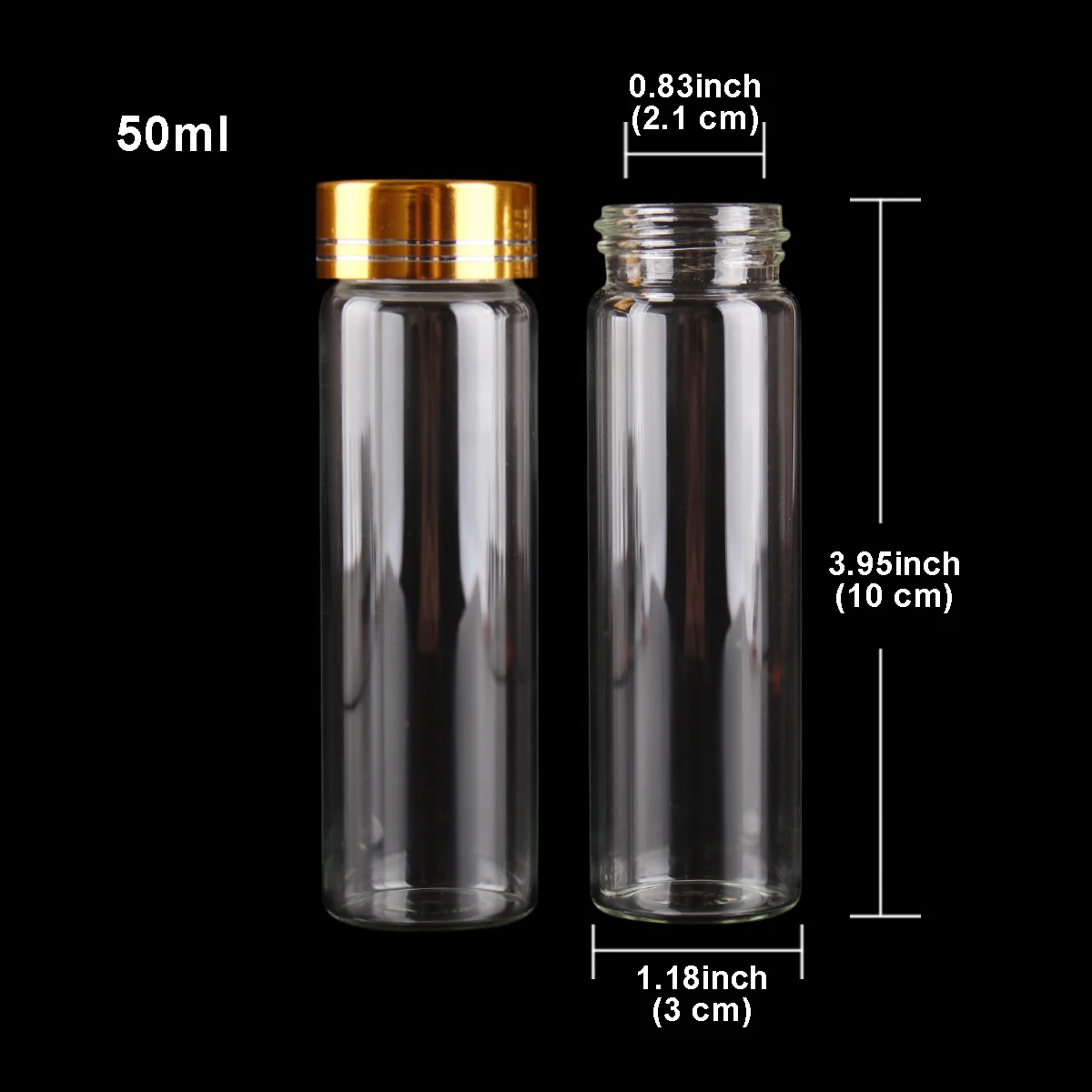 5pcs 50ml 30*100mm Spice Jars Glass bottle with Golden Caps Glass vessels Potion bottles Perfume Bottle for Wedding favors 2