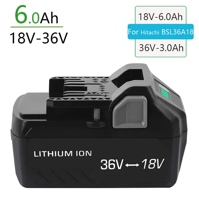2 Pack 18v/36v 6.0Ah Lithium-Ion Replacement Battery for Metabo HPT (Hitachi) Multivolt Battery / 371751M 372121M Bsl36a18 BSL36B18